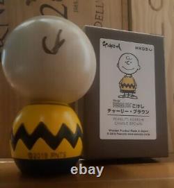 Poupées Kokeshi Vintage en bois Snoopy Charlie Brown avec boîte par Usaburo Japon Utilisé