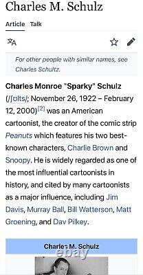 Programme funéraire commémoratif de Charles Schulz de 2000 (avec Charlie Brown/Snoopy)