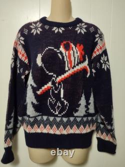 Pull de ski Snoopy Devo, Inc vintage 1958 Peanuts Charlie Brown USA taille petite