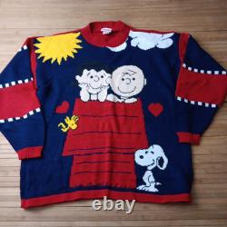 Pull en tricot vintage Charlie Brown Lucy Snoopy Woodstock Peanuts taille large