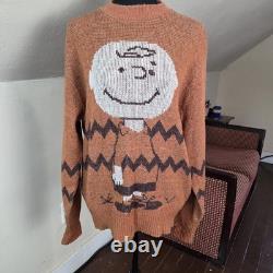 Pull vintage Peanuts Charlie Brown Snoopy pull à col en V taille L, World's Greatest, tricot rare