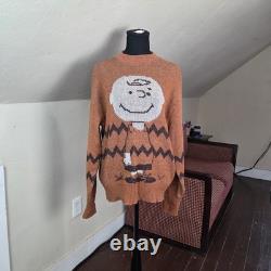 Pull vintage Peanuts Charlie Brown Snoopy pull à col en V taille L, World's Greatest, tricot rare
