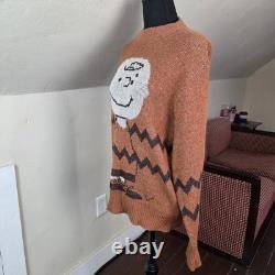 Pull vintage Peanuts Charlie Brown Snoopy pull à col en V taille L, World's Greatest, tricot rare
