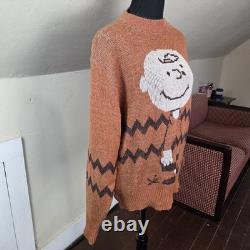 Pull vintage Peanuts Charlie Brown Snoopy pull à col en V taille L, World's Greatest, tricot rare