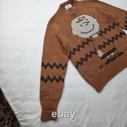 Pull vintage Peanuts Charlie Brown Snoopy pull à col en V taille L, World's Greatest, tricot rare