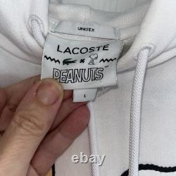 RARE sweat à capuche blanc pour homme Lacoste x Peanuts avec imprimé graphique Snoopy et Charlie Brown L