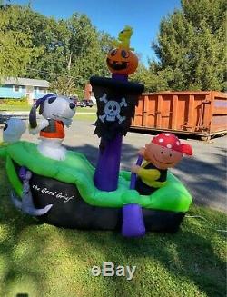 Rare Animation Halloween Charlie Brown Snoopy Pirateship Gonflable Airblown