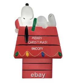 Rare MAISON DE CHIEN SNOOPY 3 pieds LED PEANUTS Charlie Brown Noël en soufflage / NEUF