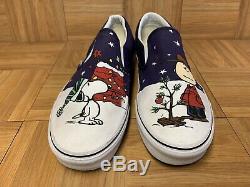 Rare Vans X Slip Peanuts Snoopy Charlie Brown Christmas Sur Chaussures Hommes Sz 13