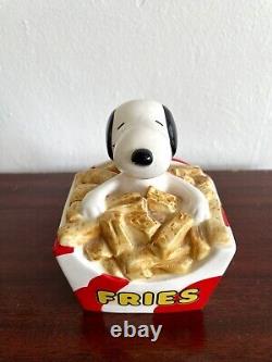 Rare Vintage 1966 Céramique Peanuts Snoopy Frites Tirelire en Excellent État