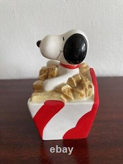 Rare Vintage 1966 Céramique Peanuts Snoopy Frites Tirelire en Excellent État