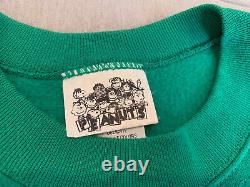 Rare Vintage Sweatshirt Peanuts Snoopy Charlie Brown Vert Décoloré Mayo Spruce Années 70