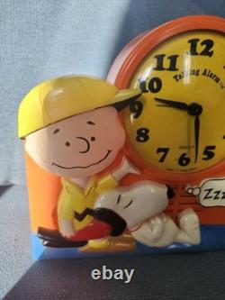 Réveil parlant Janex Charlie Brown/Snoopy de 1974 en état de marche. Hé Snoopy, réveille-toi