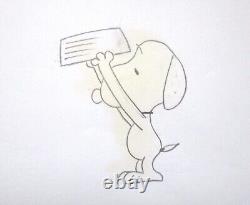 SNOOPY PEANUTS Charles SCHULZ bande dessinée de chien SNOOPY CEL DE PRODUCTION ORIGINAL + DESSIN