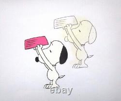 SNOOPY PEANUTS Charles SCHULZ bande dessinée de chien SNOOPY CEL DE PRODUCTION ORIGINAL + DESSIN