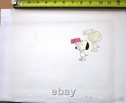 SNOOPY PEANUTS Charles SCHULZ bande dessinée de chien SNOOPY CEL DE PRODUCTION ORIGINAL + DESSIN