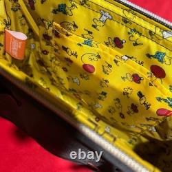 Sac bandoulière en nylon noir brodé Peanuts Charlie Brown Snoopy