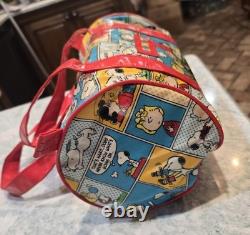 Sac de sport en vinyle avec graphiques vintage de la bande dessinée Peanuts, Snoopy et Charlie Brown