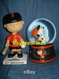 San Francisco Giants Peanuts Charlie Brown Bobblehead & Snoopy Snow Globe Sf