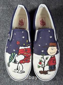 Sapin de Noël Vans Slip On Charlie Brown Snoopy pour hommes taille 8.0 femmes taille 9.5