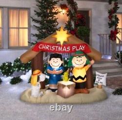 Scène de Nativité de Noël Snoopy et Charlie Brown Airblown Gemmy de 6 pieds