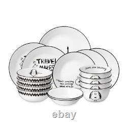 Service de vaisselle Corelle Snoopy et Charlie Brown style coréen 16 pièces en verre Vitrelle