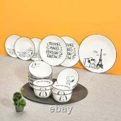 Service de vaisselle Corelle Snoopy et Charlie Brown style coréen 16 pièces en verre Vitrelle