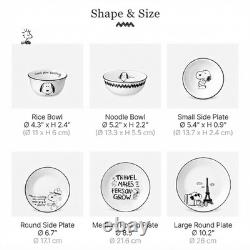 Service de vaisselle Corelle Snoopy et Charlie Brown style coréen 16 pièces en verre Vitrelle