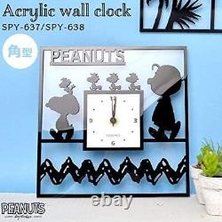 Snoopy Horloge Murale En Acrylique Horloge Carré Charlie Brown Peanuts 2 Pièces Ensemble Avec O