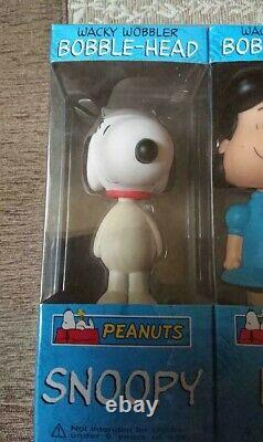 Snoopy Peanuts Bobble-head Lucy, Charlie Brown Poupée (ensemble De 3) Wz/box Super Rare
