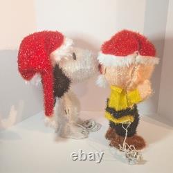 Snoopy de Noël Charlie Brown Figurines Lumineuses 3D Pré-éclairées pour Intérieur et Extérieur