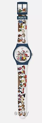 Swatch X Peanuts Première Base Montre Snoopy Linus Lucy Charlie Brown Nouveau Avec Boîte