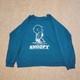 Sweat-shirt Hanes Peanuts Snoopy Et Charlie Brown Turquoise &agrave; Manches Raglan, Fabriqu&eacute; Aux &Eacute;tats-unis