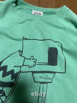 Sweat-shirt SNOOPY Peanuts Charlie Brown des années 80 en vert Beams Longueur 61cm Taille L 2405Y