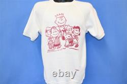 Sweat-shirt vintage des années 60 PEANUTS Charlie Brown Snoopy Comics à manches courtes, taille M moyenne