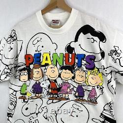 T-shirt imprimé rétro des Peanuts des années 90 par Novel Teez, avec Charlie Brown et Snoopy, taille XL