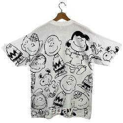 T-shirt imprimé rétro des Peanuts des années 90 par Novel Teez, avec Charlie Brown et Snoopy, taille XL