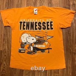 T-shirt vintage Tennessee Volunteers taille adulte Lg orange Snoopy Peanuts Charlie Brown