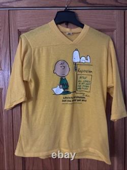 T-shirts Vintage Rares Peanuts Jaune Snoopy et Charlie Brown Taille L