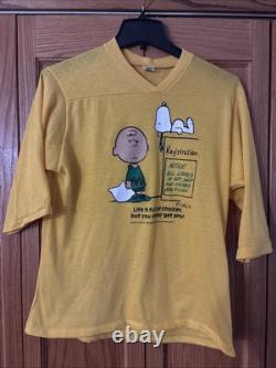 T-shirts Vintage Rares Peanuts Jaune Snoopy et Charlie Brown Taille L