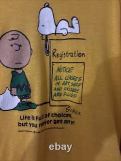T-shirts Vintage Rares Peanuts Jaune Snoopy et Charlie Brown Taille L