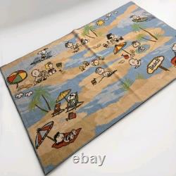 Tapis de plage RARE Peanuts 3'3 X 5'3 Snoopy Charlie Brown Lucy Woodstock