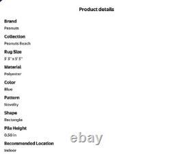 Tapis de plage RARE Peanuts 3'3 X 5'3 Snoopy Charlie Brown Lucy Woodstock