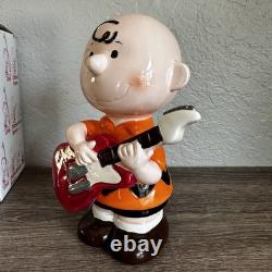 Tirelire Vintage Peanuts Snoopy Charlie Brown avec Bouchon Boîte Rare Nouvelle Guitare Japon