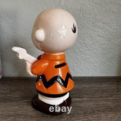 Tirelire Vintage Peanuts Snoopy Charlie Brown avec Bouchon Boîte Rare Nouvelle Guitare Japon