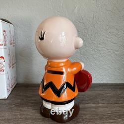 Tirelire Vintage Peanuts Snoopy Charlie Brown avec Bouchon Boîte Rare Nouvelle Guitare Japon