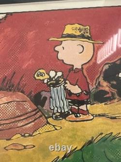 Trois lithographies de Charles Schultz Peanuts des années 90, Dieu du golf. NOS dans du plastique avec passe-partout.