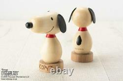 Usaburo Kokeshi Peanut Charlie Brown & Snoopy 2 Set Wood Doll Traditional Japan