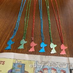 VTG - Collier ras-du-cou Peanuts Snoopy Charlie Brown, rouge, vert/bleu d2
