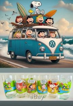 VTG McDonald's Peanuts Camp Snoopy Ensemble de 5 Verres Charlie Brown Woodstock